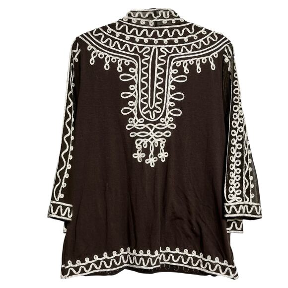 Boho Embroidered Blouse Black and White L (2906) - Picture 5 of 5